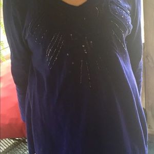 JM Collection Petite purple tunic/top with sequins
